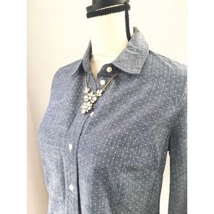NWOT Banana Republic Dot Soft Wash Chambray Top